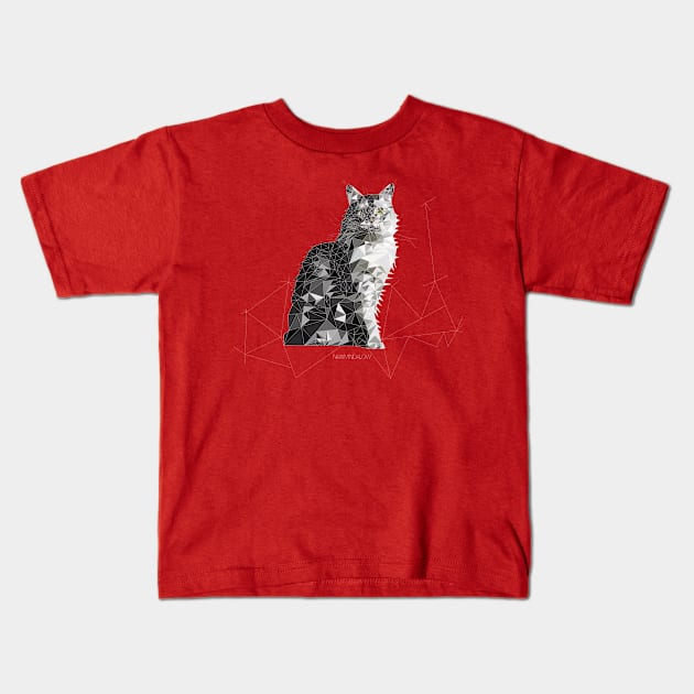 Geometric Maine Coon Kids T-Shirt by newmindflow